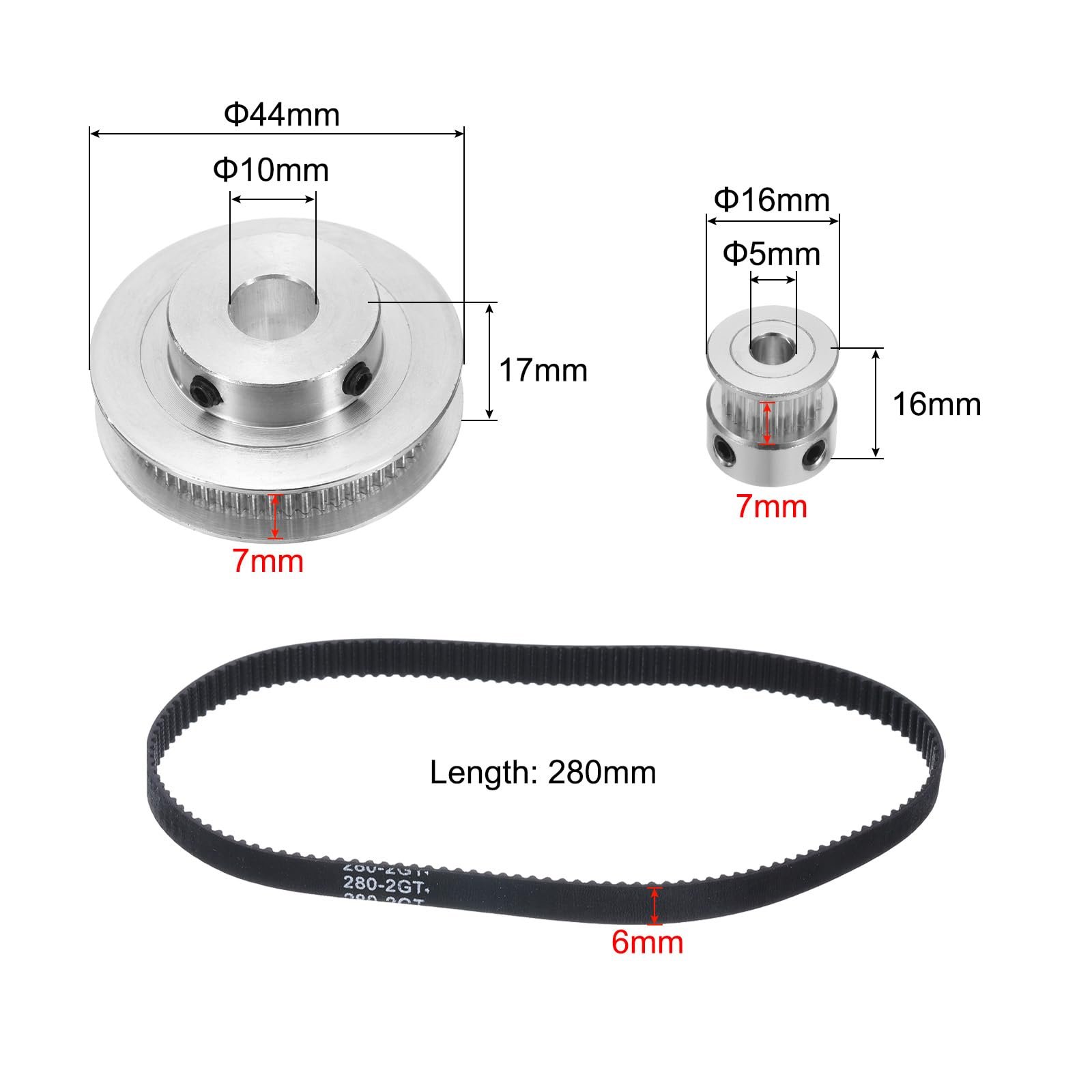 QUARKZMAN GT-2 koło synchroniczne 20 i 60 zębów 5&10 mm otwór, koło zębate ze stopu aluminium z 1 szt. długość 280 mm szerokość 6 mm pasek do drukarki 3D, maszyna CNC (20-60T-5i 10B-6) - Image 2