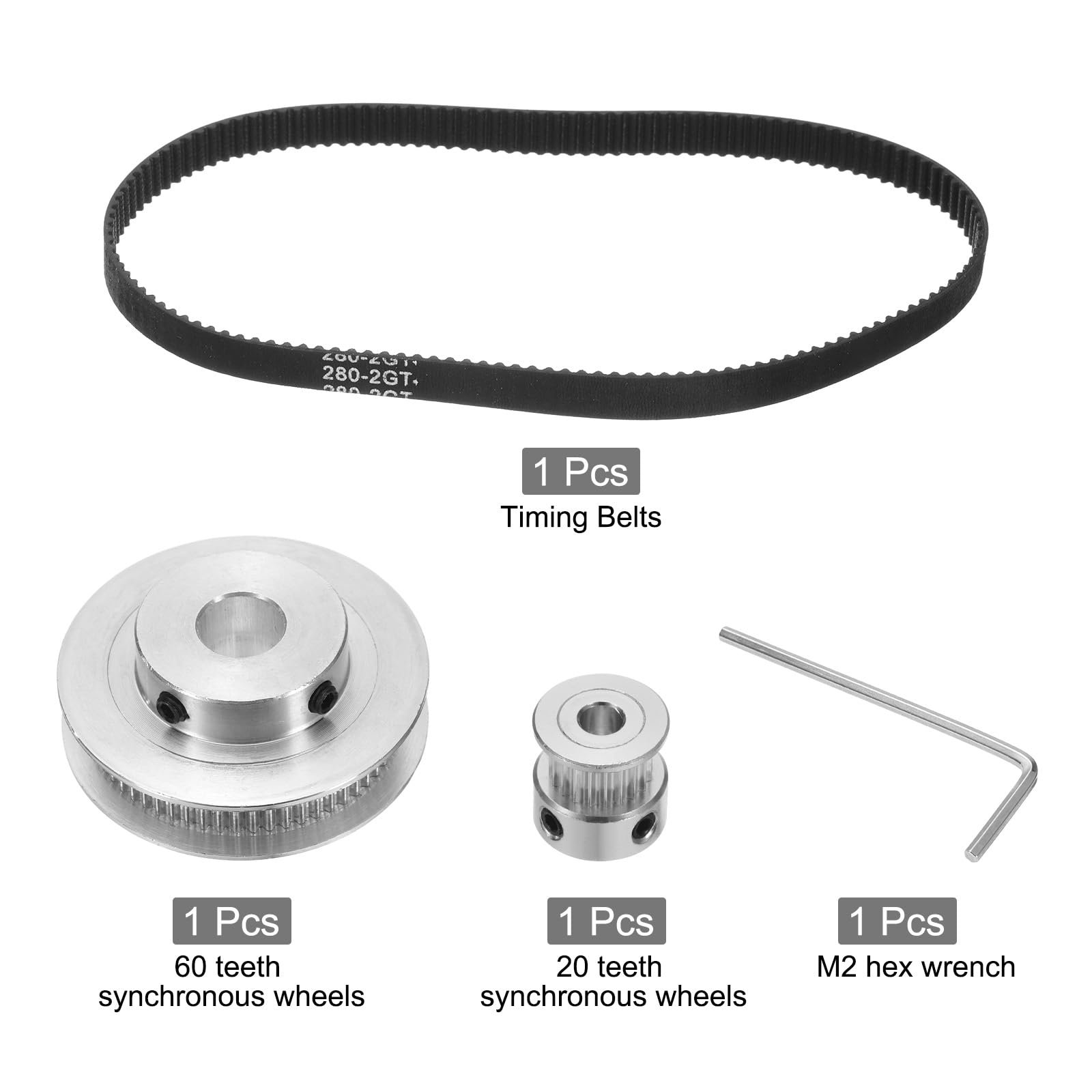QUARKZMAN GT-2 koło synchroniczne 20 i 60 zębów 5&10 mm otwór, koło zębate ze stopu aluminium z 1 szt. długość 280 mm szerokość 6 mm pasek do drukarki 3D, maszyna CNC (20-60T-5i 10B-6) - Image 3